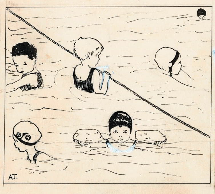 A. Tinbergen - Kinderen in een zwembad