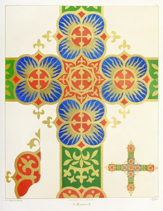 一种正面或法衣的十字架，有五个十字架、巴约恩和王冠。