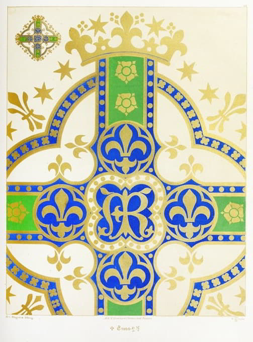 Augustus Pugin - A Cross for a Frontal or Vestment, with Fleur-de-lis, Crowns and Stars
