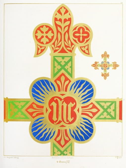 Augustus Pugin - A Cross for a Frontal or Vestment, with the Holy name in a Quatrefoil