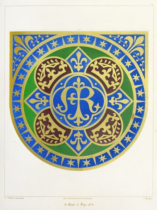 Augustus Pugin - Hood of Cope; Our Blessed Lady’s Name, with Crowns, Stars, and Fleur-de-lis