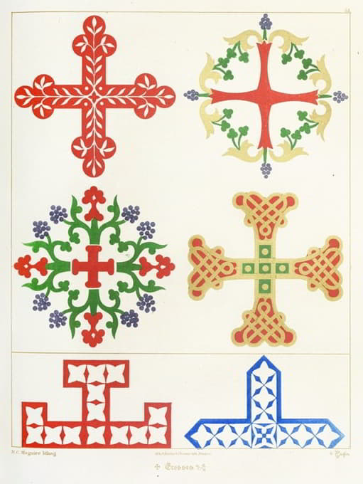六个花形十字架。