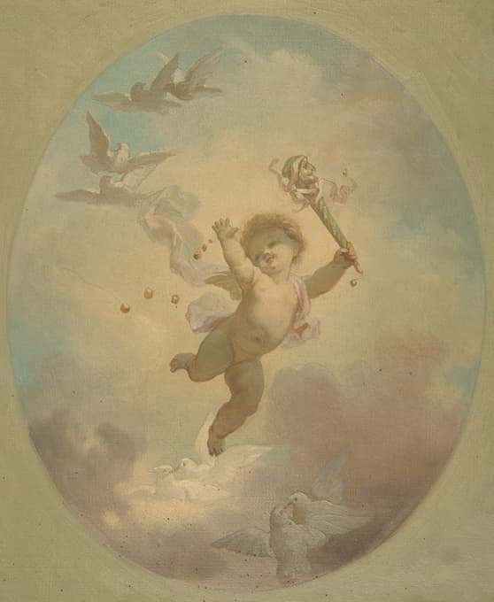 Jules-Edmond-Charles Lachaise - A winged putto and turtle doves