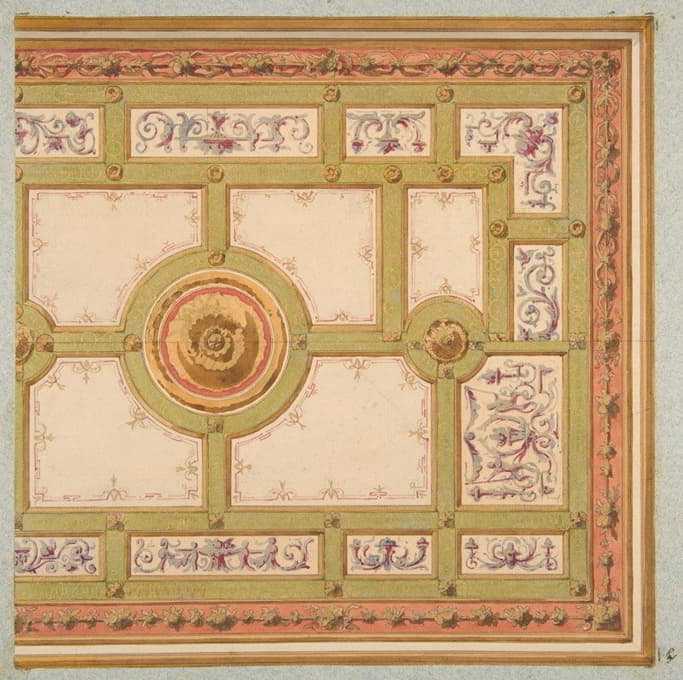 Jules-Edmond-Charles Lachaise - Alternative designs for the painted decoration of a ceiling
