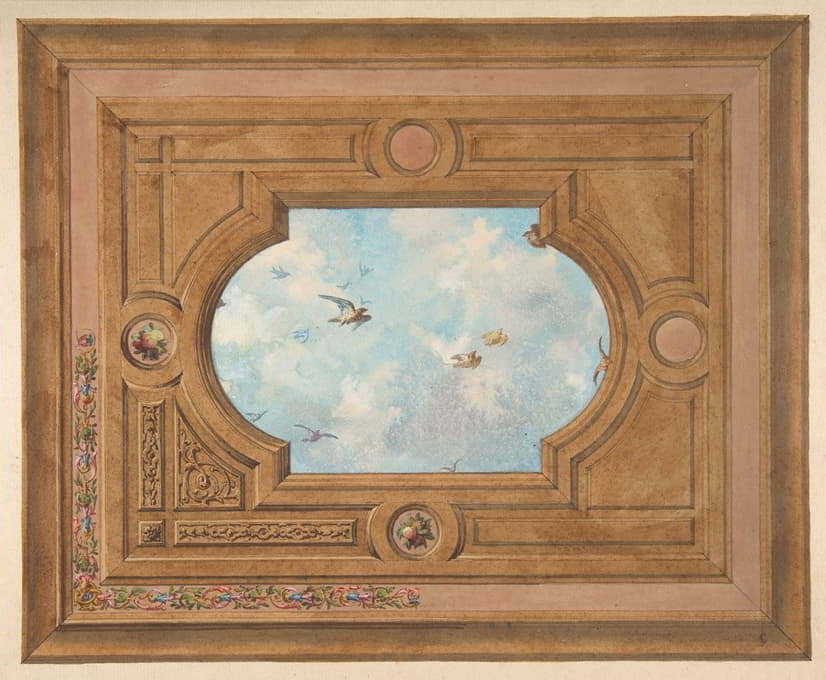 天花板设计为一个充满鸟类的天空