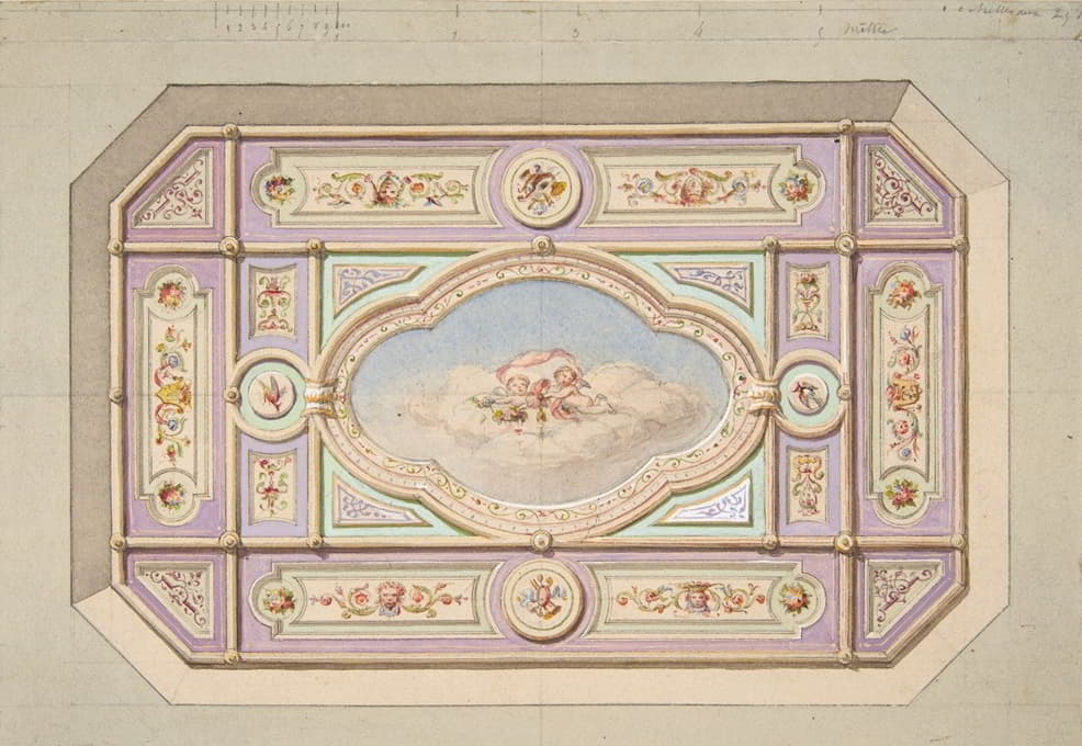 Jules-Edmond-Charles Lachaise - Design for a ceiling with putti
