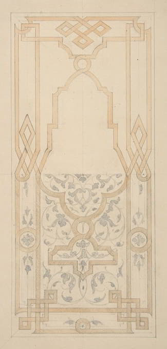Jules-Edmond-Charles Lachaise - Design for a panel ornamented with strapwork and rinceaux