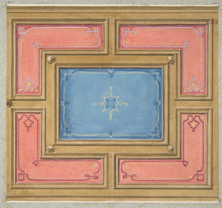 Jules-Edmond-Charles Lachaise - Design for a paneled ceiling