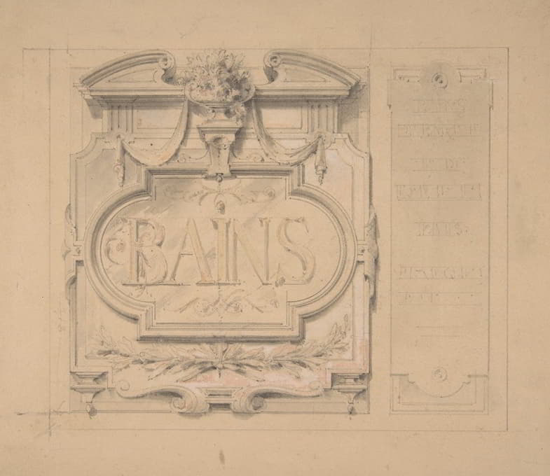 Jules-Edmond-Charles Lachaise - Design for an ornamental plaque for a bath house