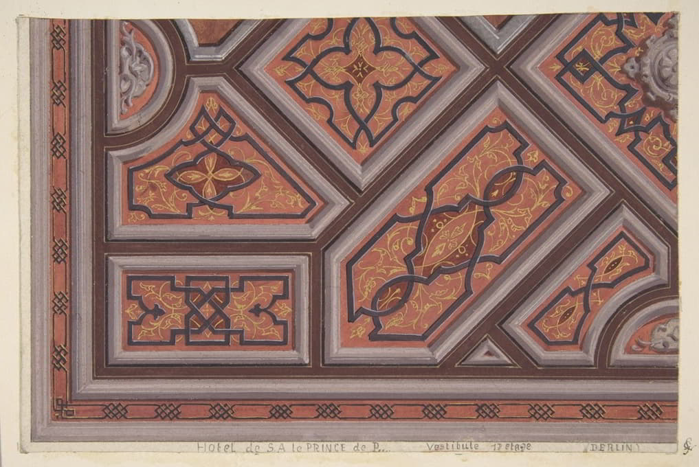 Jules-Edmond-Charles Lachaise - Design for the Decoration of the Ceiling in the Vestibule (Ier étage), Hôtel de S. A. le Prince de P