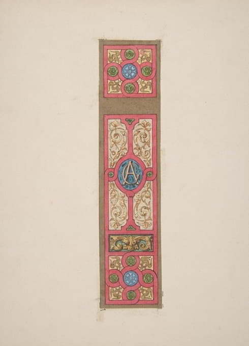 Jules-Edmond-Charles Lachaise - Design for the painted decoration of a wall of ceiling panel monogrammed ‘CA’