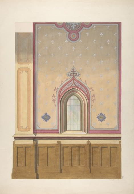 拱形窗穿墙的彩绘装饰设计