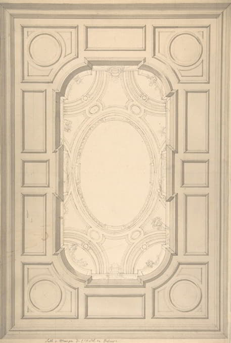 Jules-Edmond-Charles Lachaise - Design for Trompe L’Oeil Ceiling for Dining Room, Hôtel de Trévise