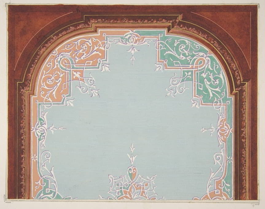 Jules-Edmond-Charles Lachaise - Designs for a painted ceiling with filagree borders