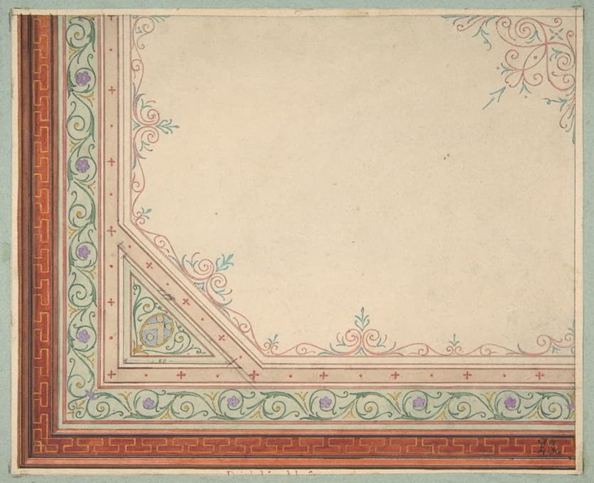 Jules-Edmond-Charles Lachaise - Partial design for the painted decoration of a ceiling
