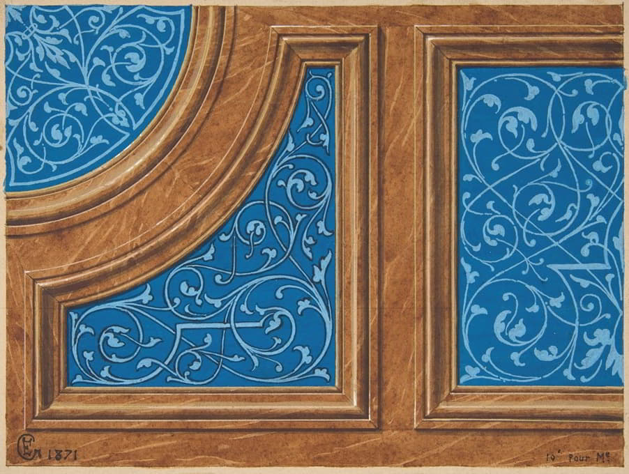 Jules-Edmond-Charles Lachaise - Partial design for wood panneling inlaid with painted panels