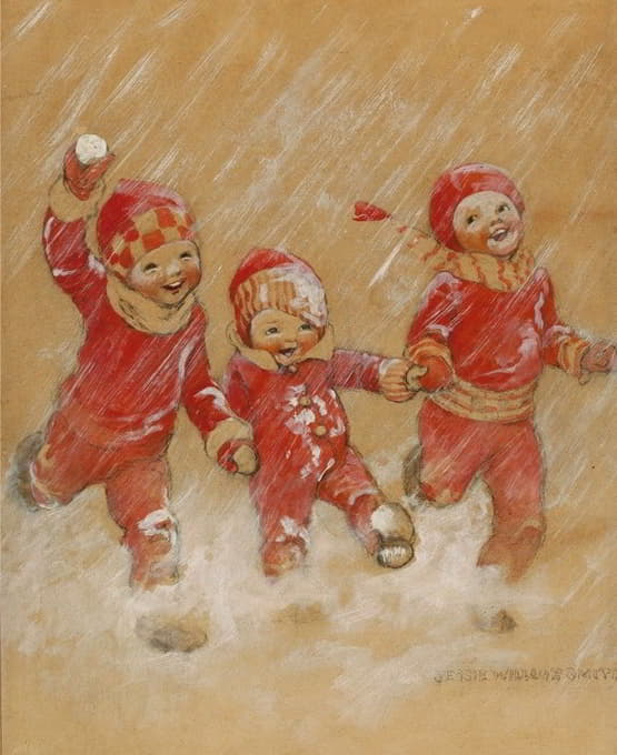 孩子们在雪中玩耍