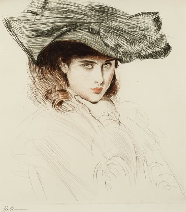 一位戴帽子的年轻女士的肖像