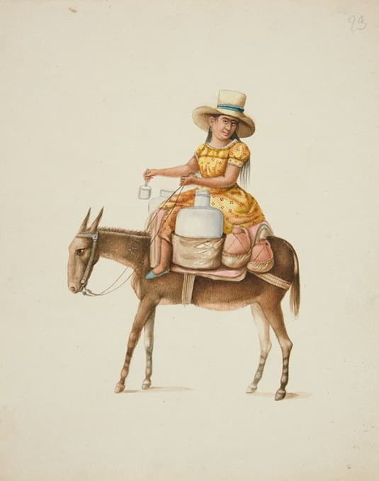 Francisco Fierro - Woman on Mule Carrying Jars