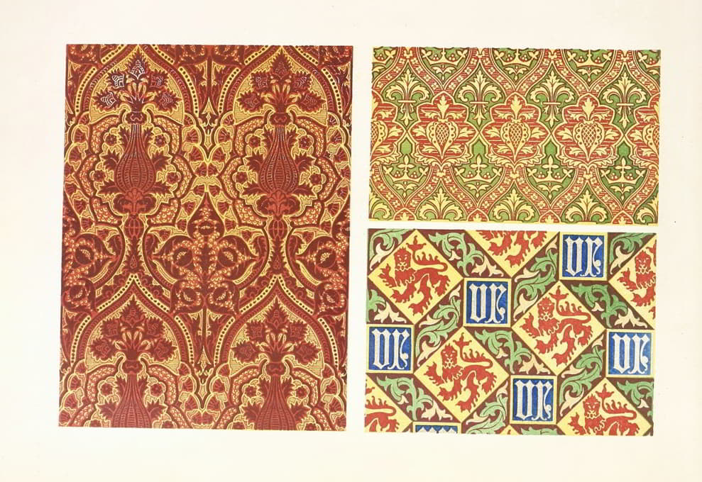 15世纪风格的装饰用锦缎和墙纸