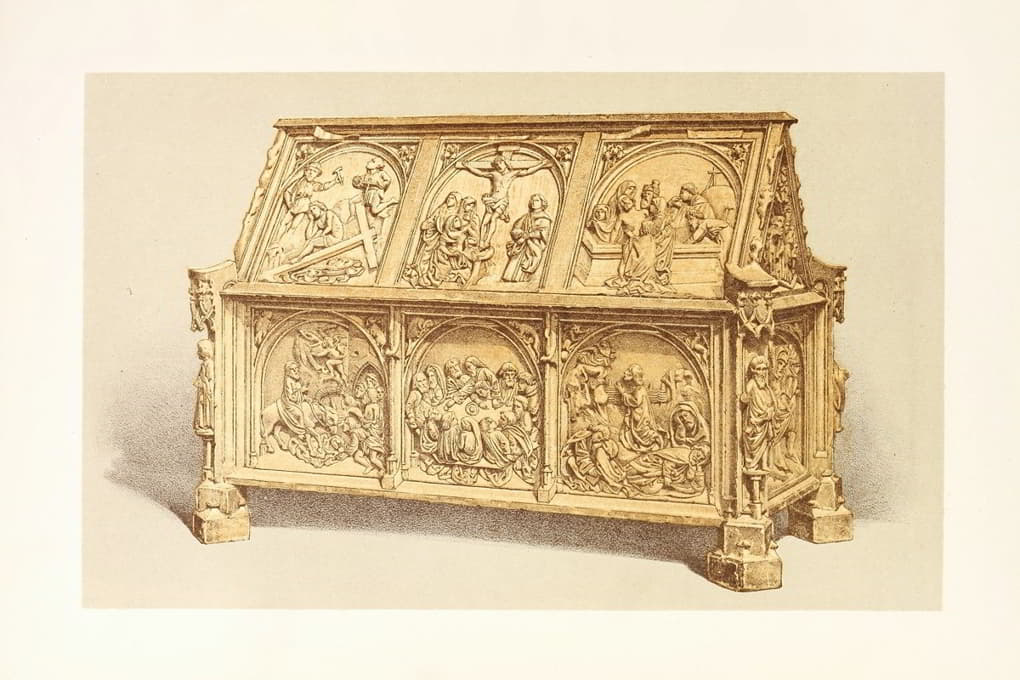 15世纪雕刻和镀金的木头制成的圣物箱