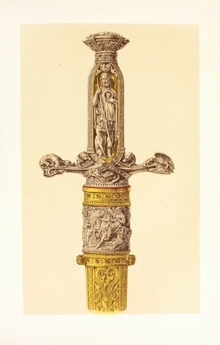 猎刀，剑柄和剑鞘为银青铜和镀金青铜