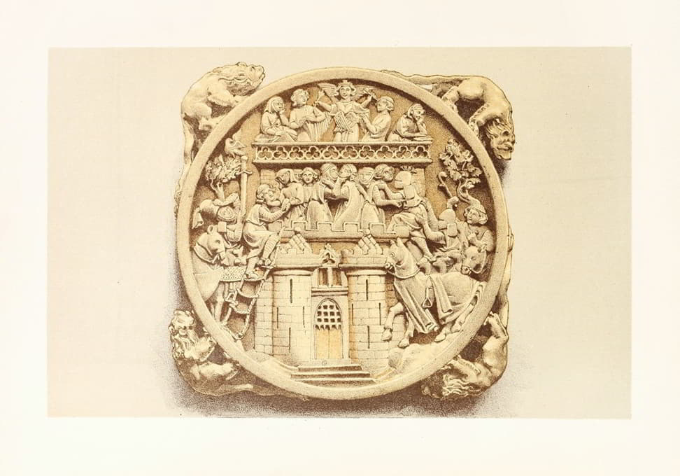 14世纪的镜盒，象牙雕刻
