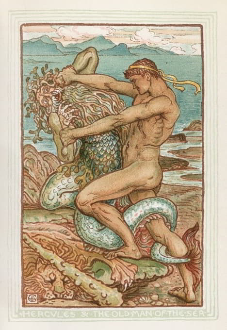 Walter Crane - Hercules and the old man of the sea