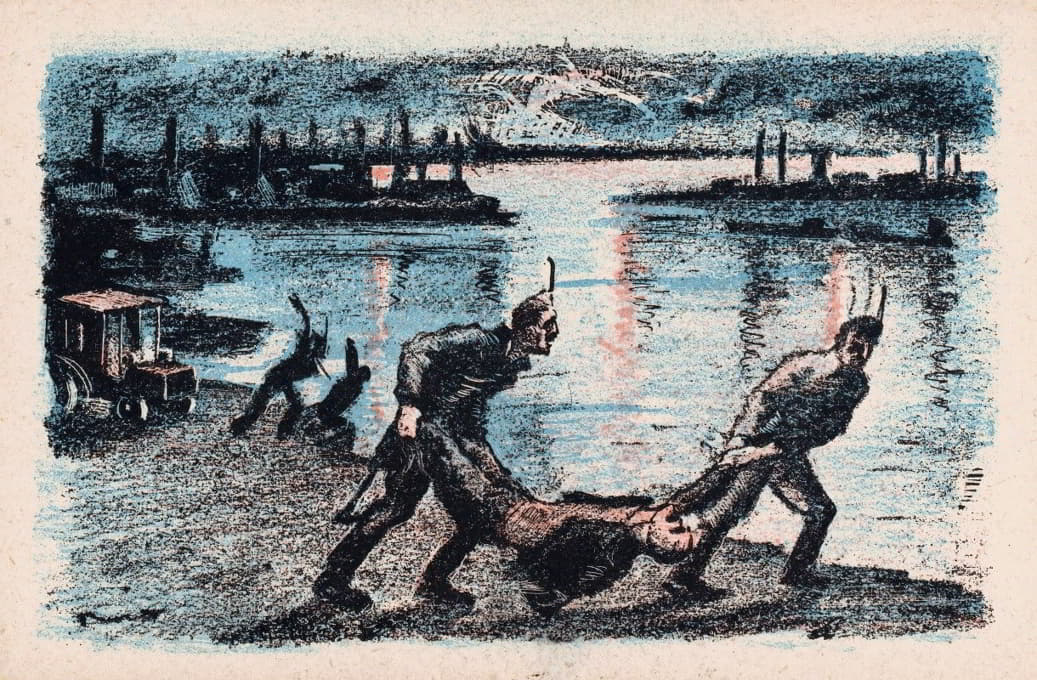 Mihály Biró - Soldaten gooien een man in de Donau