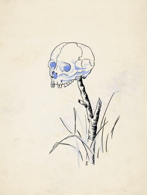 F. Ockerse - Menselijke schedel op een stok