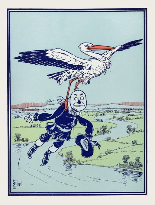 William Wallace Denslow - The Stork carried him up into the air
