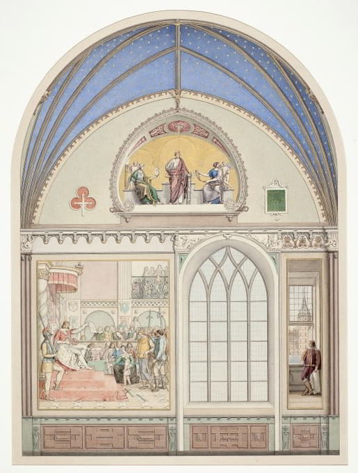 罗斯基尔德多姆科克基督教四世教堂拱顶装饰草图。装饰，例如用C。四、担任法官
