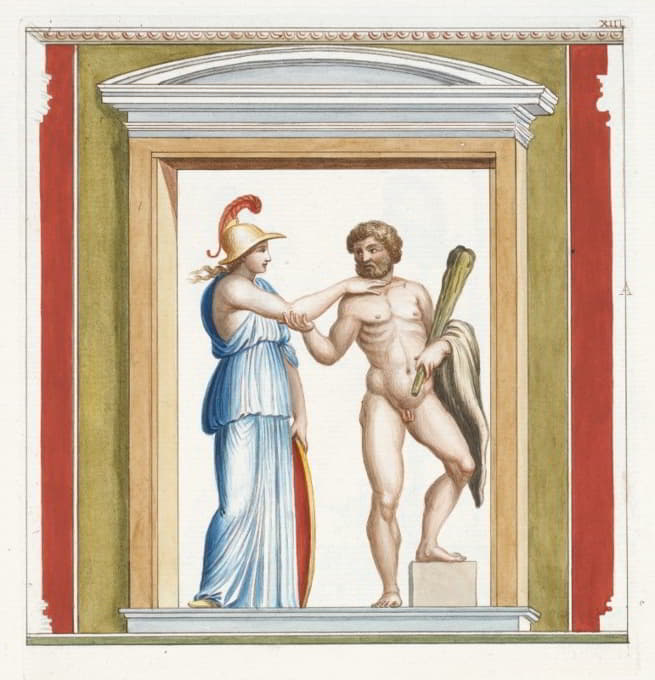 雅典娜和大力士被描绘在壁龛中。