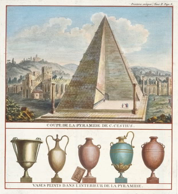 Pierre-Jean Mariette - oupe de la pyramide de C. Cestius. Vases peints dans l’interieur de la pyramide.