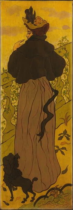 Paul Ranson - Woman Standing Beside a Balustrade with a Poodle
