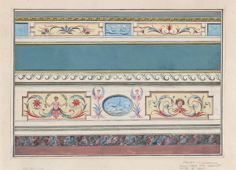 Guiseppe Mannocchi - Design for the Decoration of a Cornice and Dado with Neoclassical Motifs