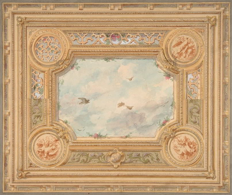 天花板设计采用四枚徽章，中心为天空图案