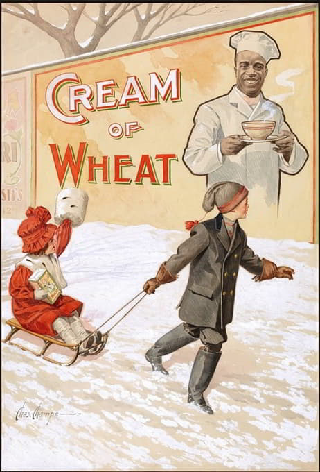 “一个冬天的场景”，奶油小麦广告插图