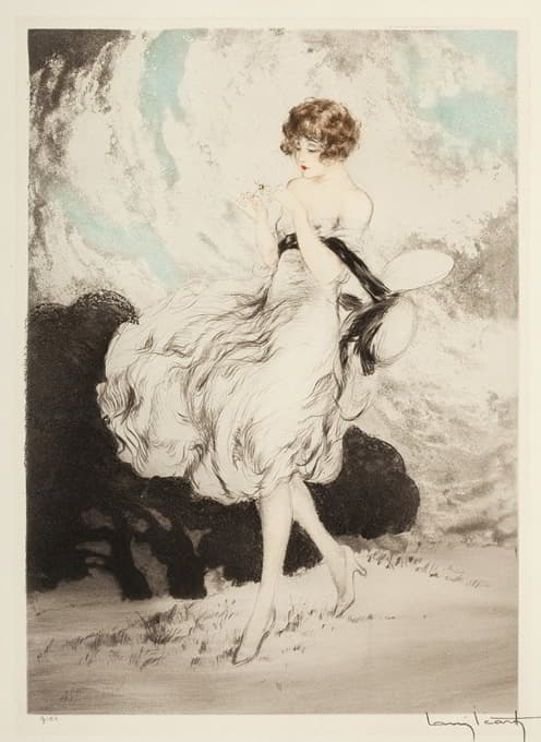 Louis Icart - Lady with a Daisy