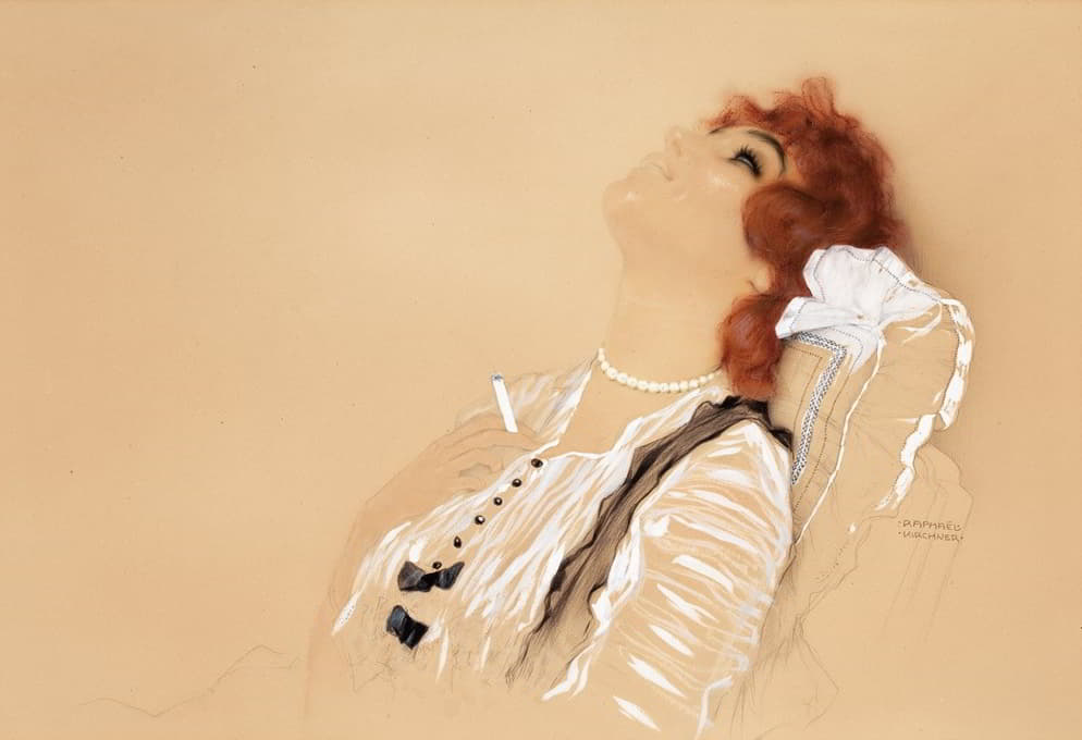 Raphael Kirchner - Redhead with a Cigarette