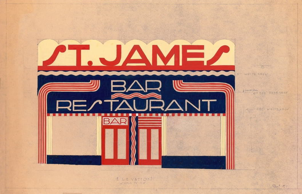 圣杰姆斯酒吧餐厅（St.James Bar Restaurant，W.181 St.and纽约，NY.）改建设计和照片。【外部立面图习作