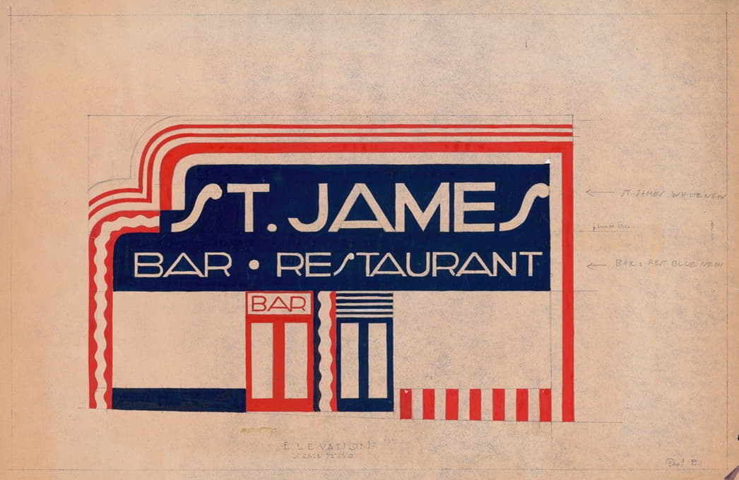 圣杰姆斯酒吧餐厅改建的设计和照片，纽约州纽约市圣百老汇大街西第一百八十一号。【外部立面图习作