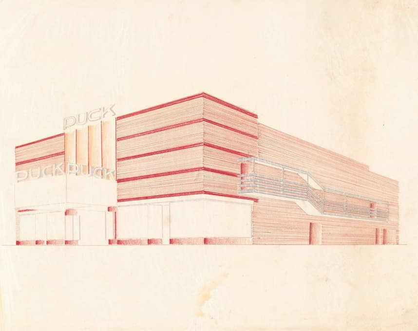 设计为冰球剧院（后来埃尔金电影院，然后乔伊斯电影院），纽约，纽约。【外部透视习作。
