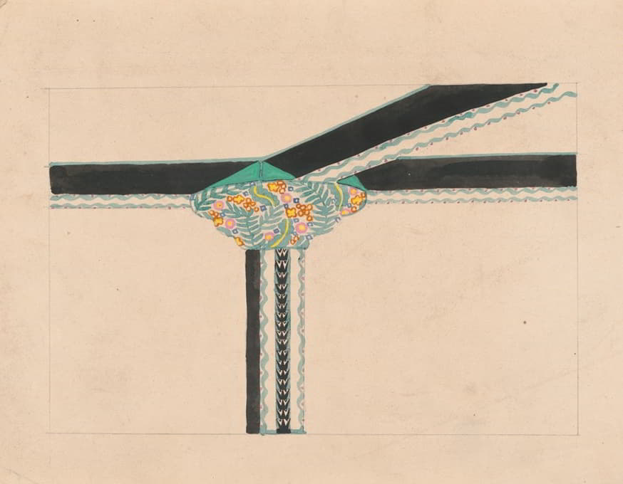 Winold Reiss - Floral design for pier, capital, and ceiling.] [Perspective elevation drawing