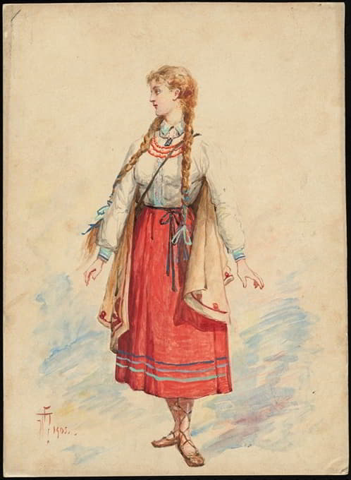 W. Fasienski - Unidentified Italian opera costume design plate 1