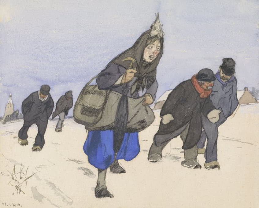 Alfred Ost - Oorlogsvluchtelingen in de sneeuw