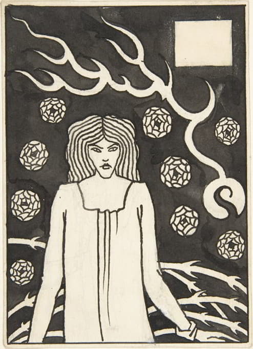 Aubrey Vincent Beardsley - Young Woman Surrounded by Briars, Lightning and Roses