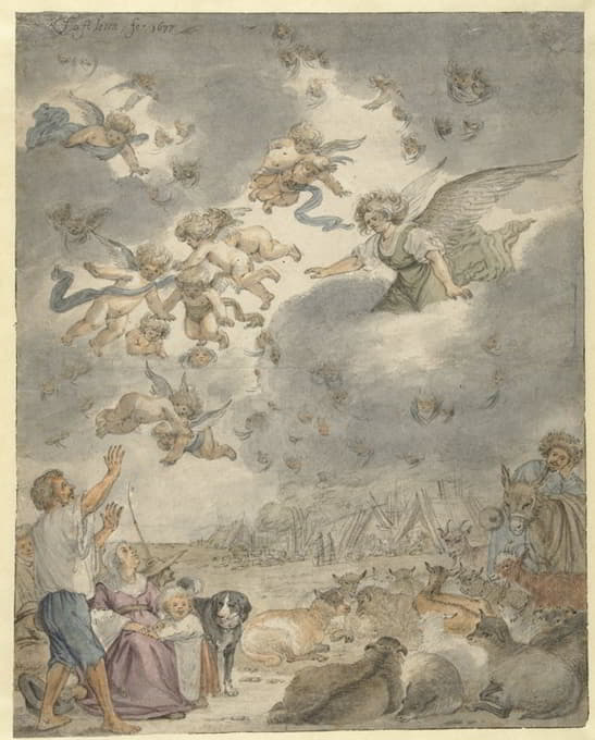 Cornelis Saftleven - De verkondiging aan de herders