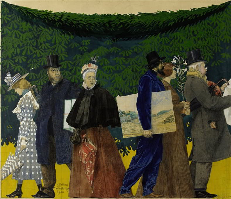 1900年世界博览会上的步行者和艺术家。