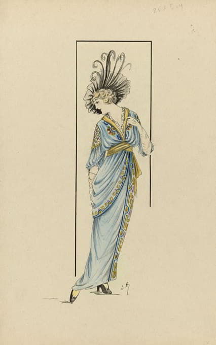 Jan van Brock - Vrouw in blauwe jurk, 1913-1914